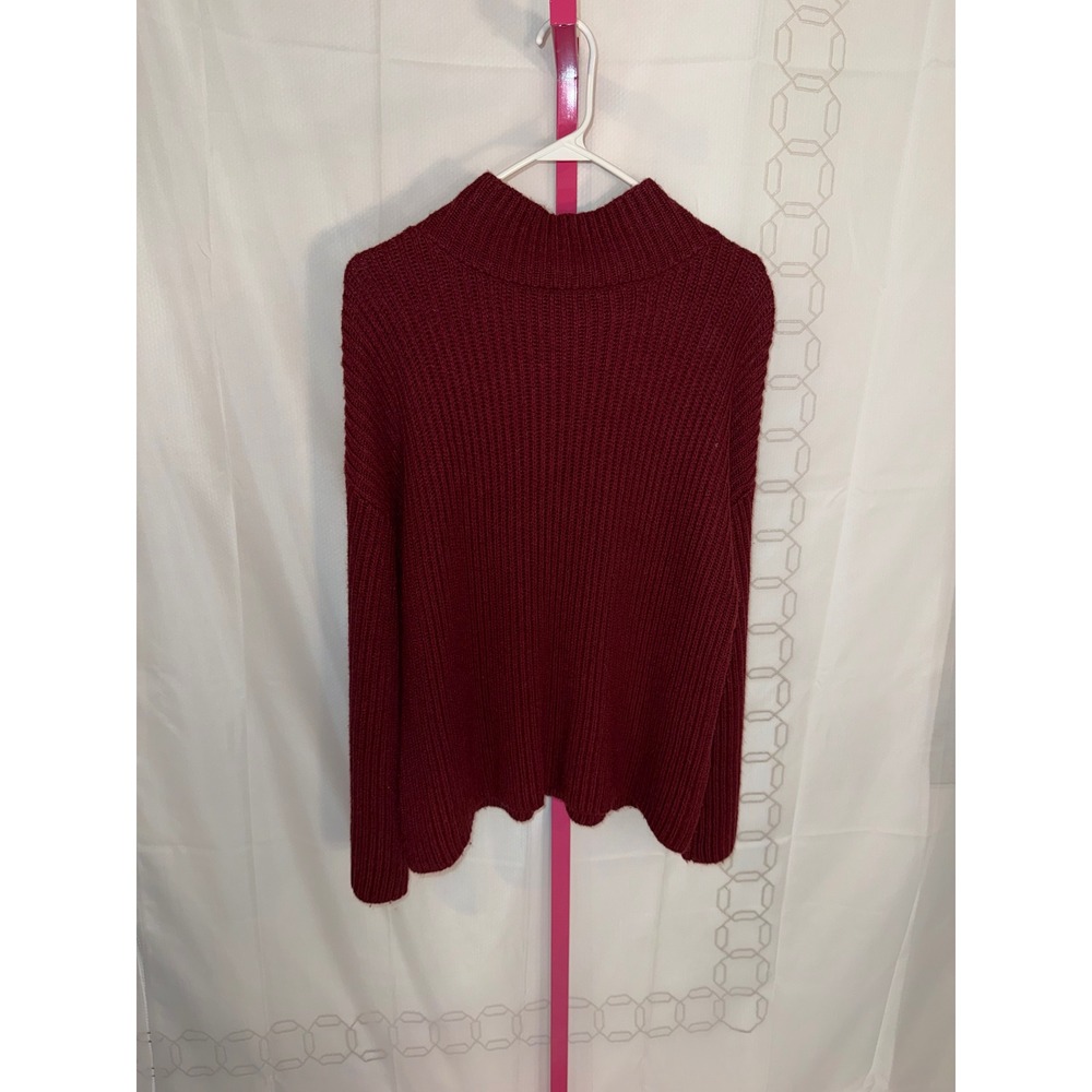 Sweet Baby Jamie Burgundy Ribbed‎ Mock Neck Sweater Size S